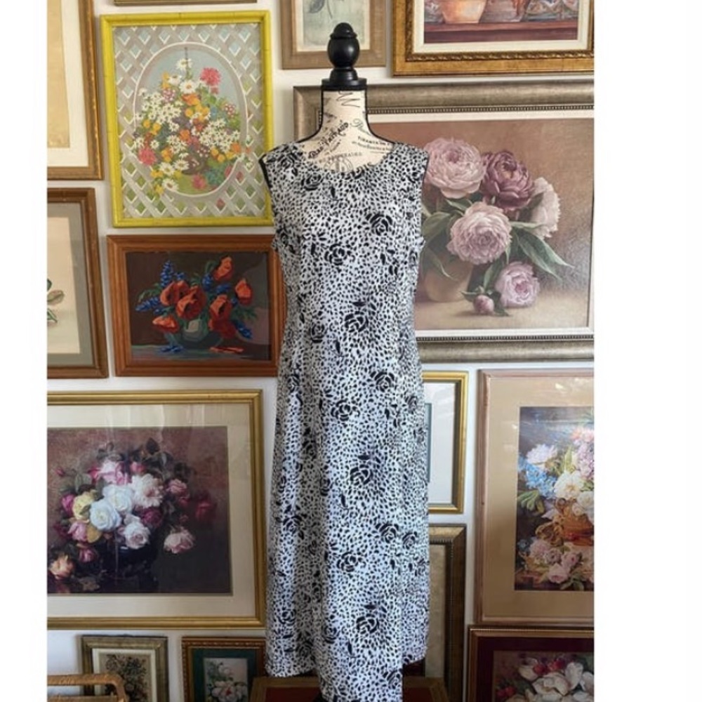 Vintage Cheetah Floral Print Midi Dress